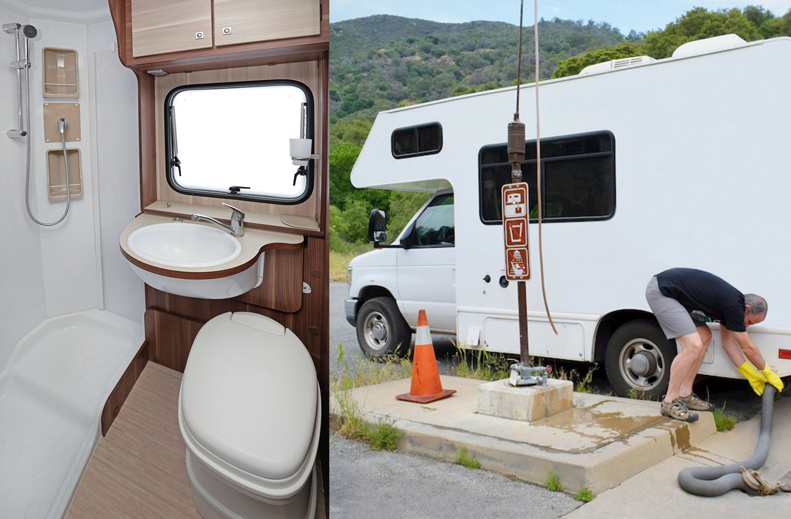 Portable RV/camper toilet and holding tank setup in Marshall, Texas