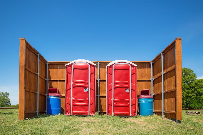 Short-term porta potty units staged for delivery in Marshall, Texas